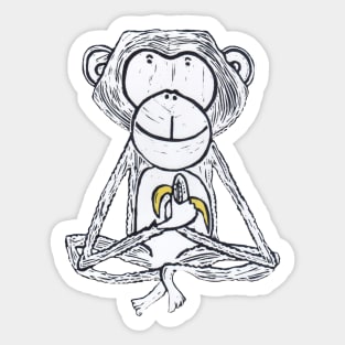 Monkey, cheeky monkey, white on yellow Sticker